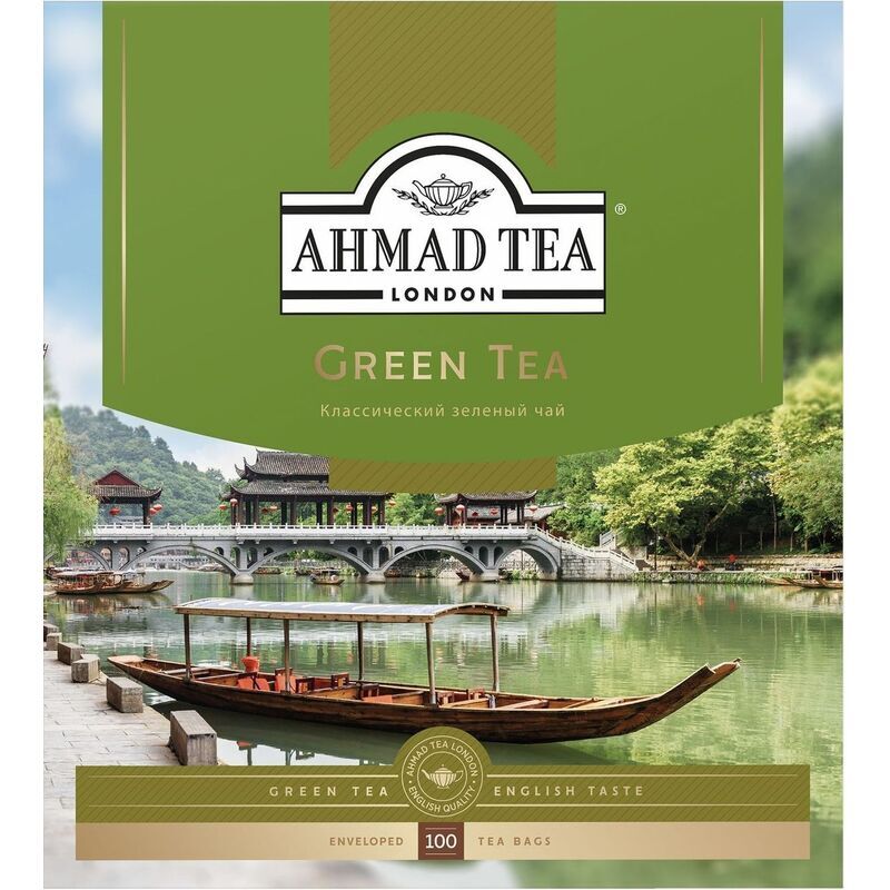 Чай зеленый Ahmad Green Tea 100 пакетиков Ahmad Tea