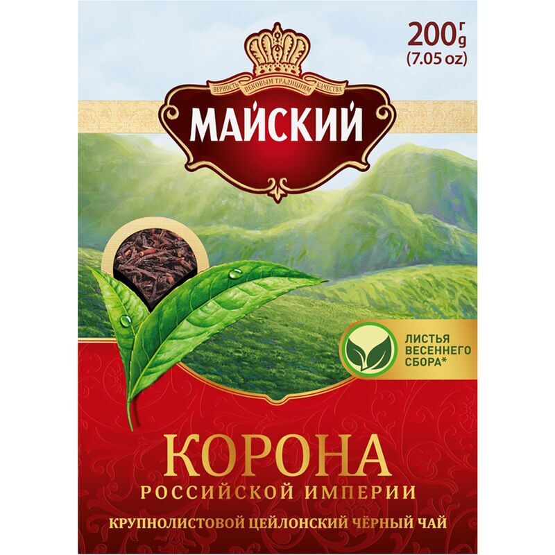 Чай листовой черный Майский Корона Российской Империи 200 г