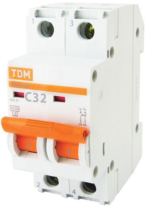 ТДМ Электрик автомат 2P 32А хар-ка С / TDM Electric ВА 47-29 выключатель ав
