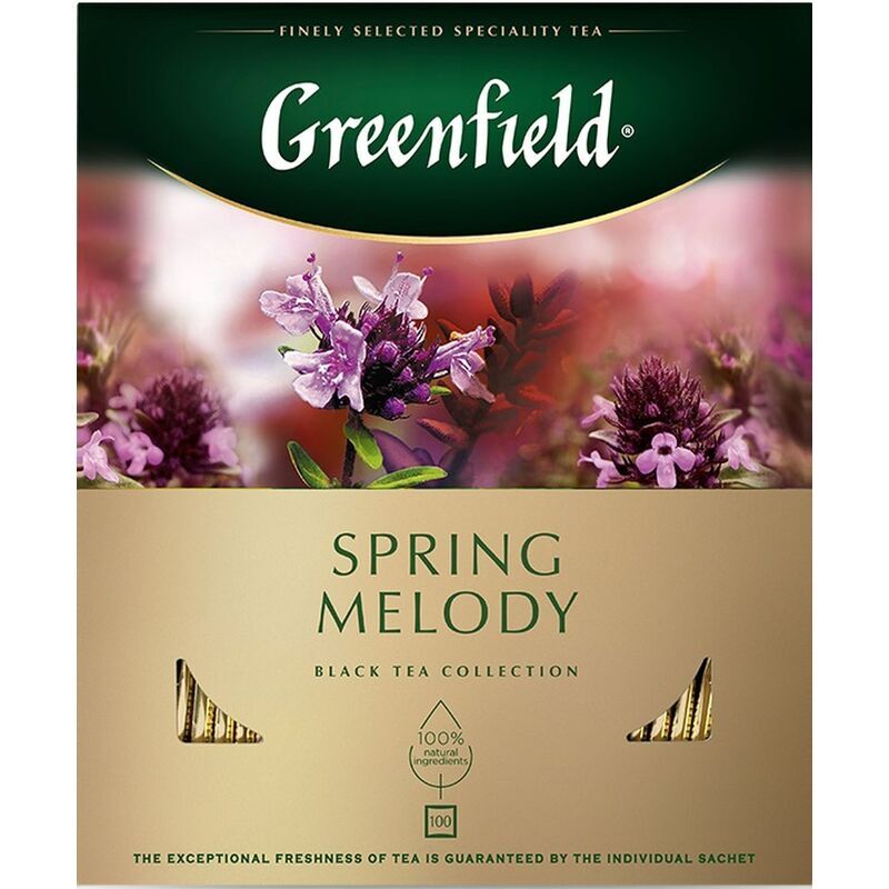 Чай черный Greenfield Spring Melody 100 пакетиков (черная смородина, мята, чабрец)