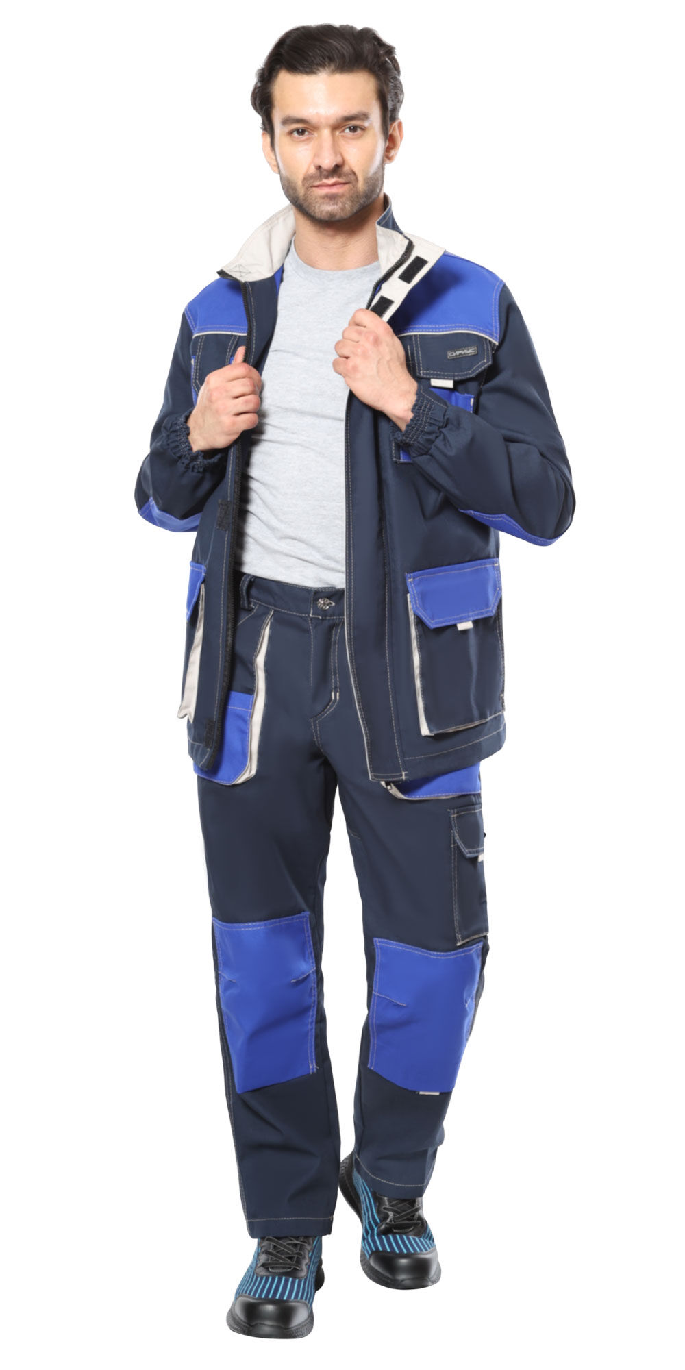Костюм ДВИН куртка, брюки синий с васильковым и молочной отделкой пл. 275 г/кв.м