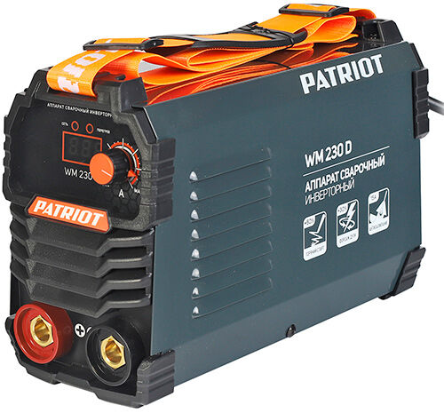 Аппарат сварочный инверторный Patriot WM230D, MMA, входное напряжение: 1ф140-240В, сварочный ток макс: 230A, ПВ при макс