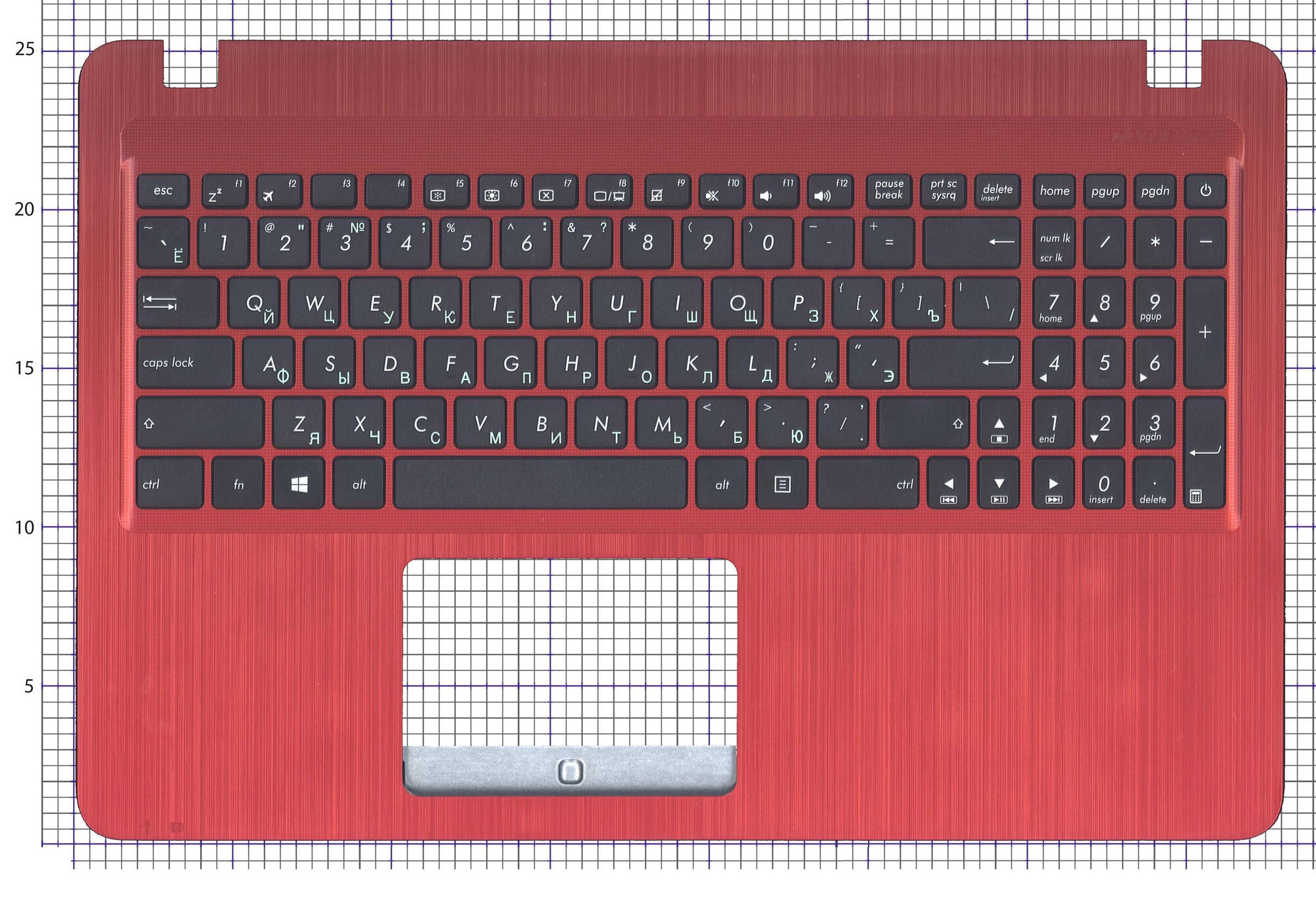 Клавиатура для Asus X540LJ TopCase красный p/n: 90NB0B11-R30200