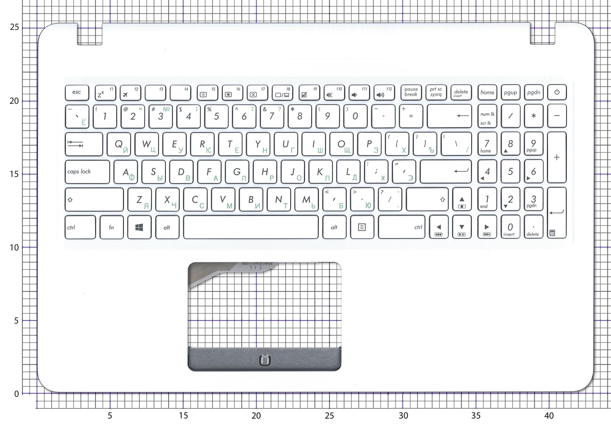 Клавиатура для Asus X540L TopCase белая p/n: 13NB0B02AP0101