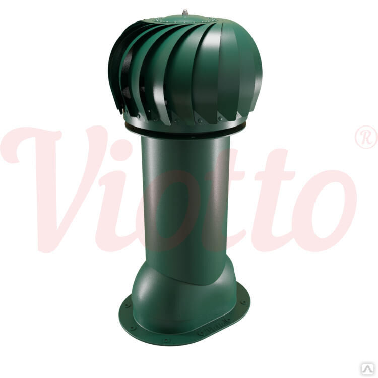 Роторная вентиляция Viotto для готовой мягкой и фальцевой кровли 125 мм утепленная зеленый мох RAL 6005