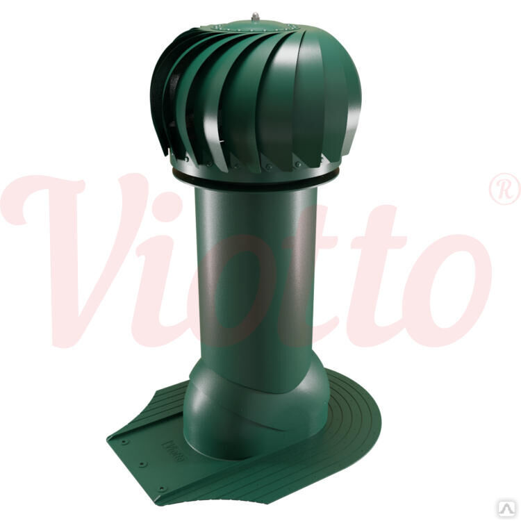 Роторная вентиляция Viotto для мягкой кровли при монтаже 110 мм не утепленная зеленый мох RAL 6005