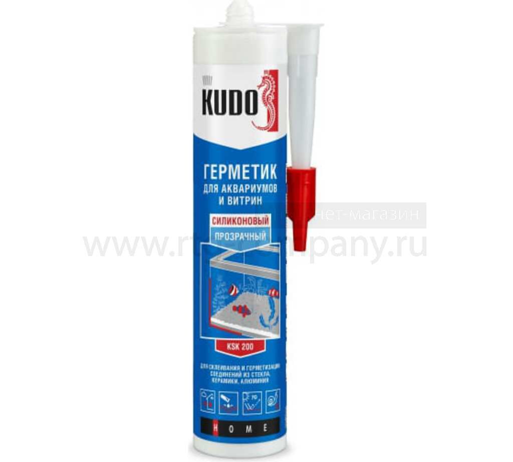 Герметик силиконовый "KUDO" KSK-200 , прозрачный для аквариумов и витрин 280 мл