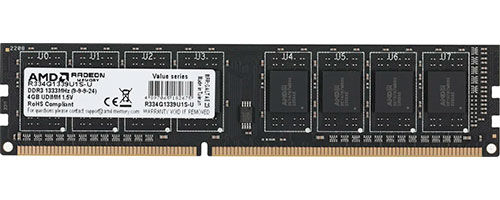 Оперативная память AMD DDR3 4Gb 1333MHz R3 Value Black (R334G1339U1S-U)