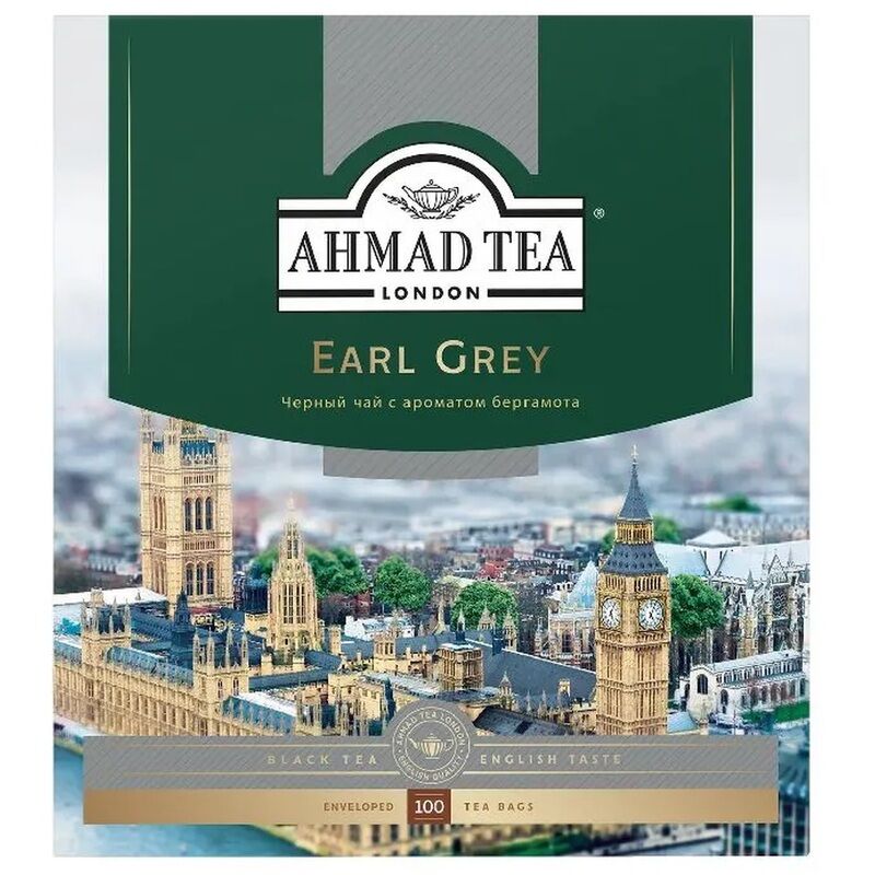 Чай черный Ahmad Tea Earl Grey 100 пакетиков (бергамот)