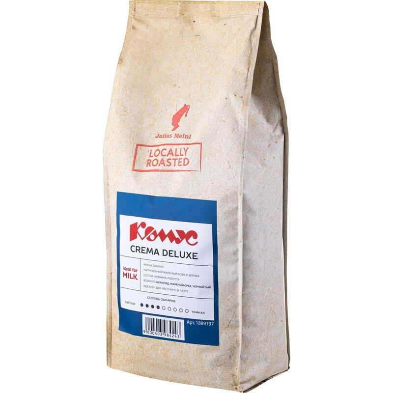 Кофе в зернах Комус Julius Meinl Crema Deluxe 1 кг (пакет)