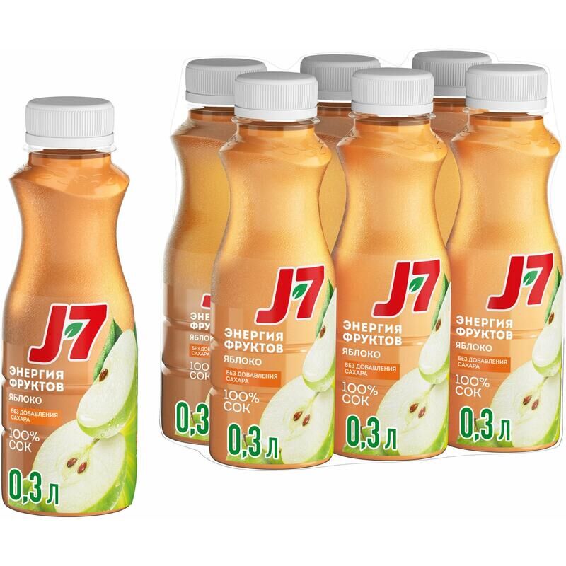 Сок J7 яблоко 0.3 л без сахара (6 штук в упаковке)