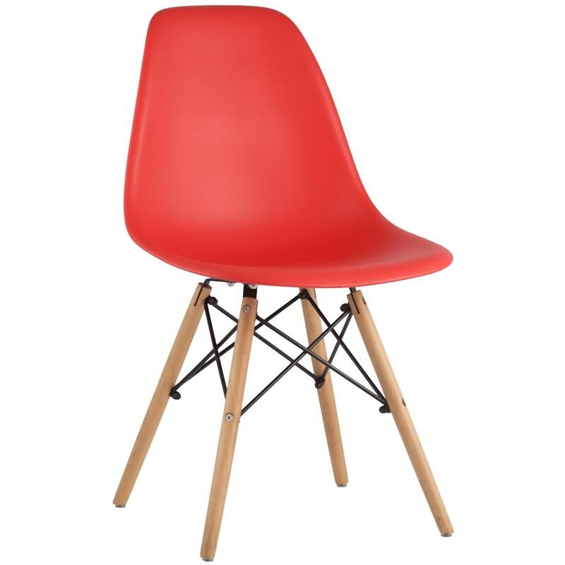 Стул для столовых Eames красный (пластик, металл/дерево) NoName