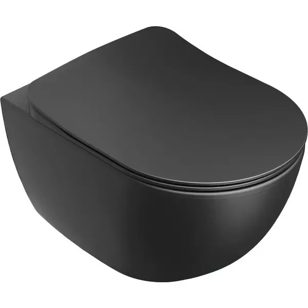 Подвесной унитаз безободковый «Ravak» Uni Chrome Rimoff X01794/X01795 SoftClose черный с сиденьем дюропласт с микролифто