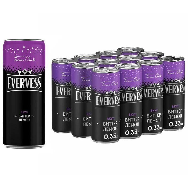 Напиток Evervess Tonic club Биттер Лемон газированный 0.33 л (12 штук в упаковке)