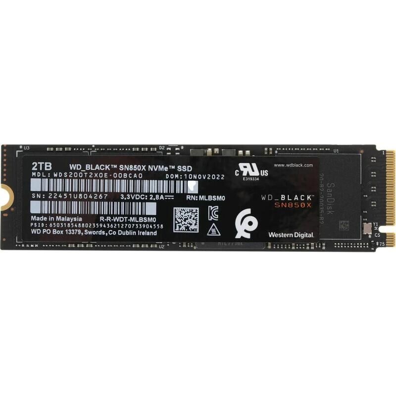 SSD накопитель Western Digital Black SN850X 2 ТБ (WDS200T2X0E)