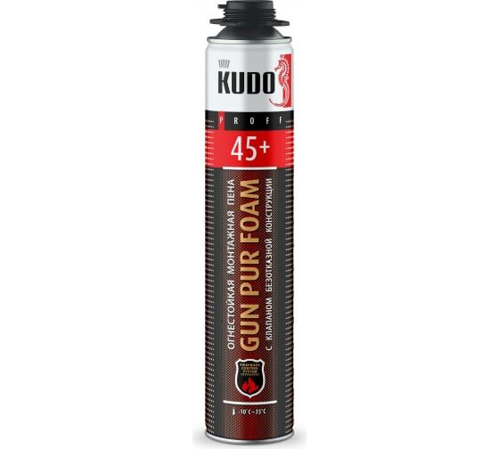 Пена монтажная профессиональная огнестойкая (полиуретановая) PROFF 45++ 1000мл "KUDO"
