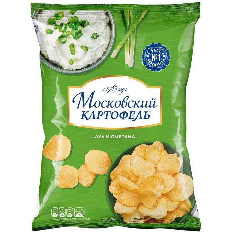 Чипсы Московский картофель лук и сметана (12 штук по 60 г)