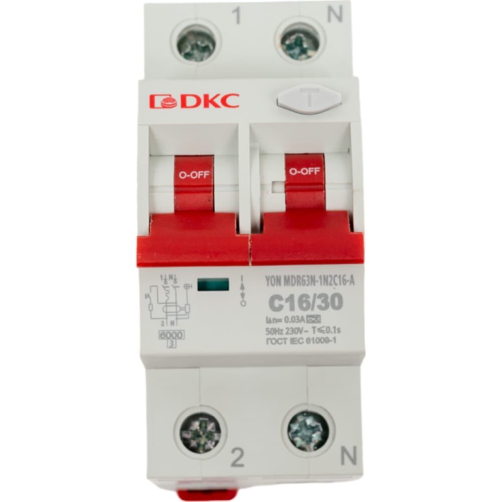 Автоматический выключатель дифференциального тока DKC авдт yon mdr63n 1p+n 16a c 30ma 6ka тип a MDR63N-1N2C16-A