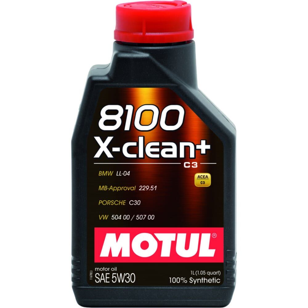 Моторное масло MOTUL 8100 X-clean+ синтетическое, SAE 5W30, 1 л 111683