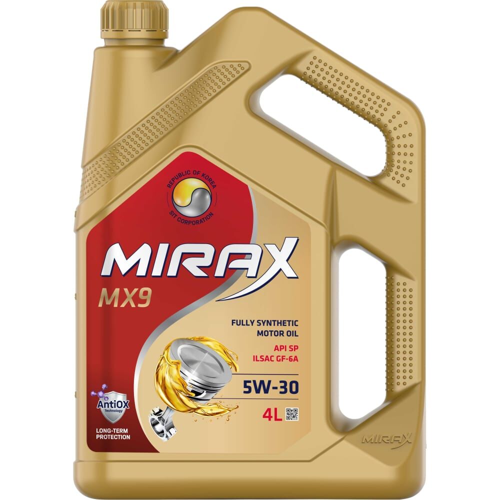 Моторное масло MIRAX синтетическое MX9 SAE 5W-30 ILSAC GF-6A API SP 4 607029