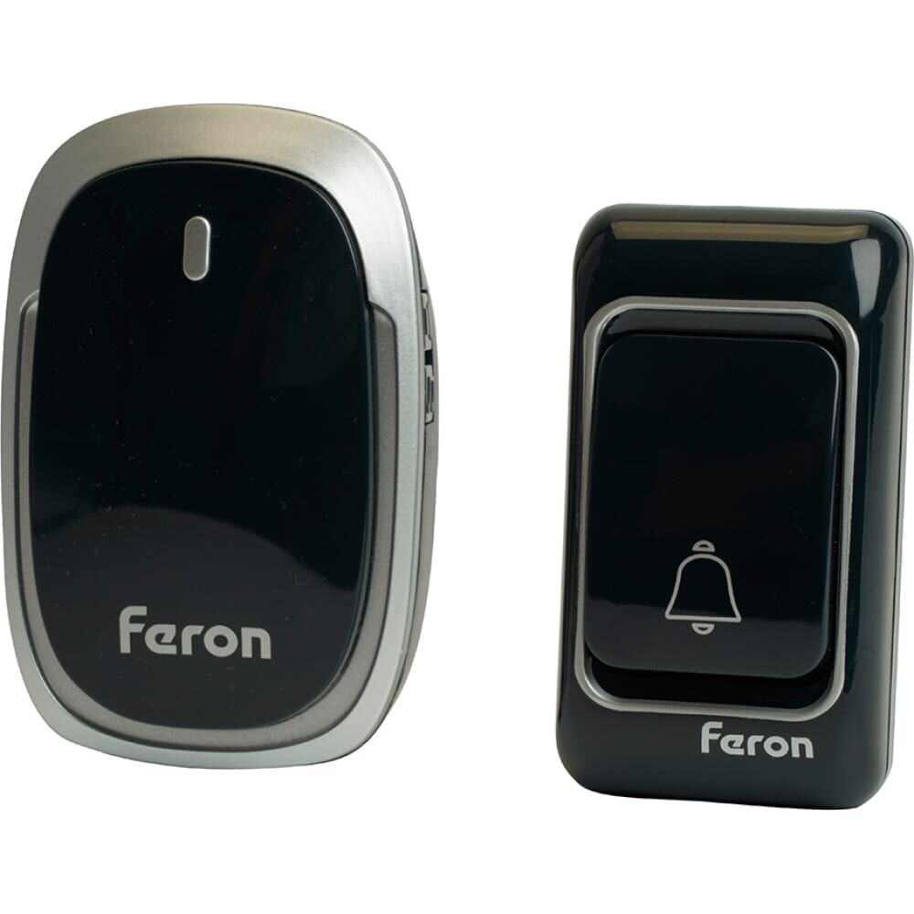 Дверной беспроводной звонок FERON e-383 электрический 38 мелодий черный, серебро с питанием от батареек 48924
