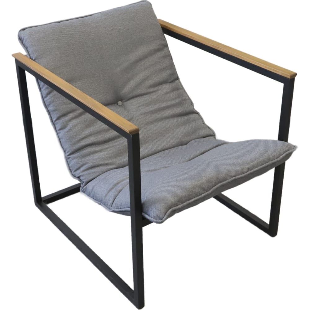 Дачное кресло Левша FRAME CUBO , подушка серая/аллюминий черный У8А-9020
