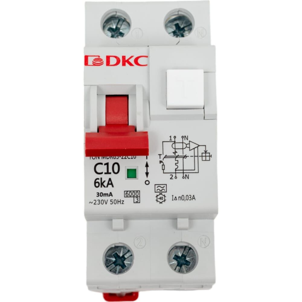 Автоматический выключатель дифференциального тока DKC авдт yon mdr63 1p+n 10a c 30ma 6ka тип a MDR63-22C10-A