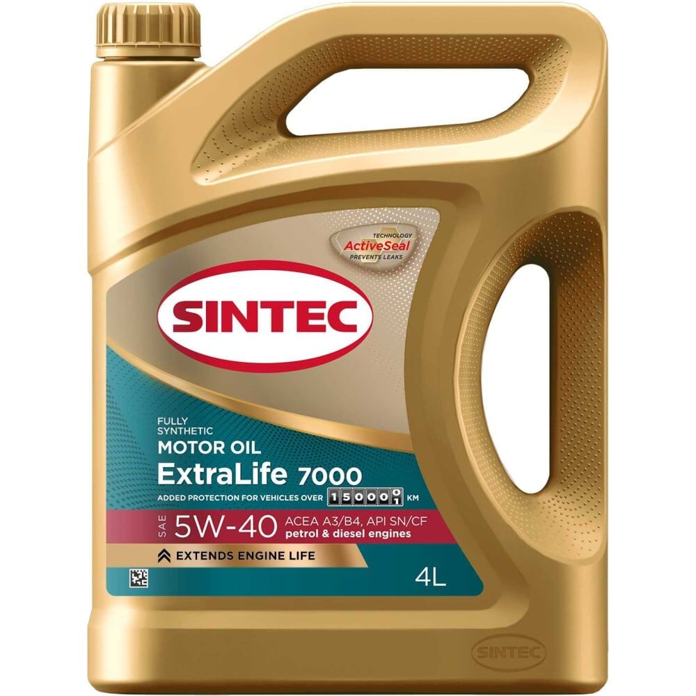 Синтетическое моторное масло Sintec extralife 7000 sae 5w-40, api sn/cf, acea a3/b4