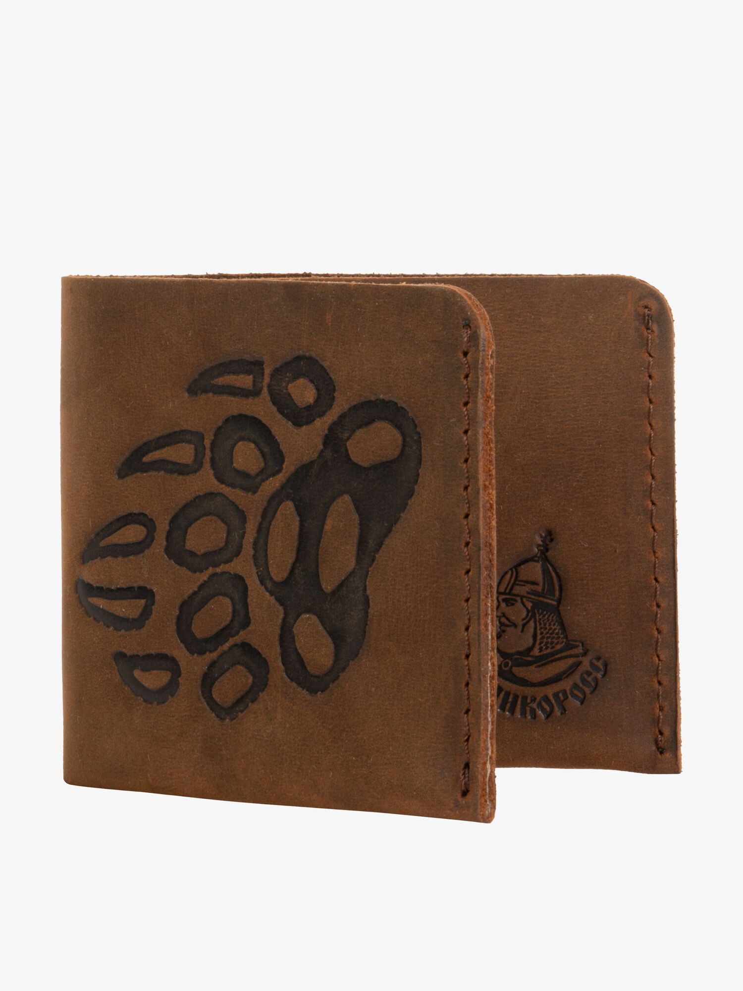 Бумажник-Компактный из натуральной кожи «Крейзи» бурого цвета