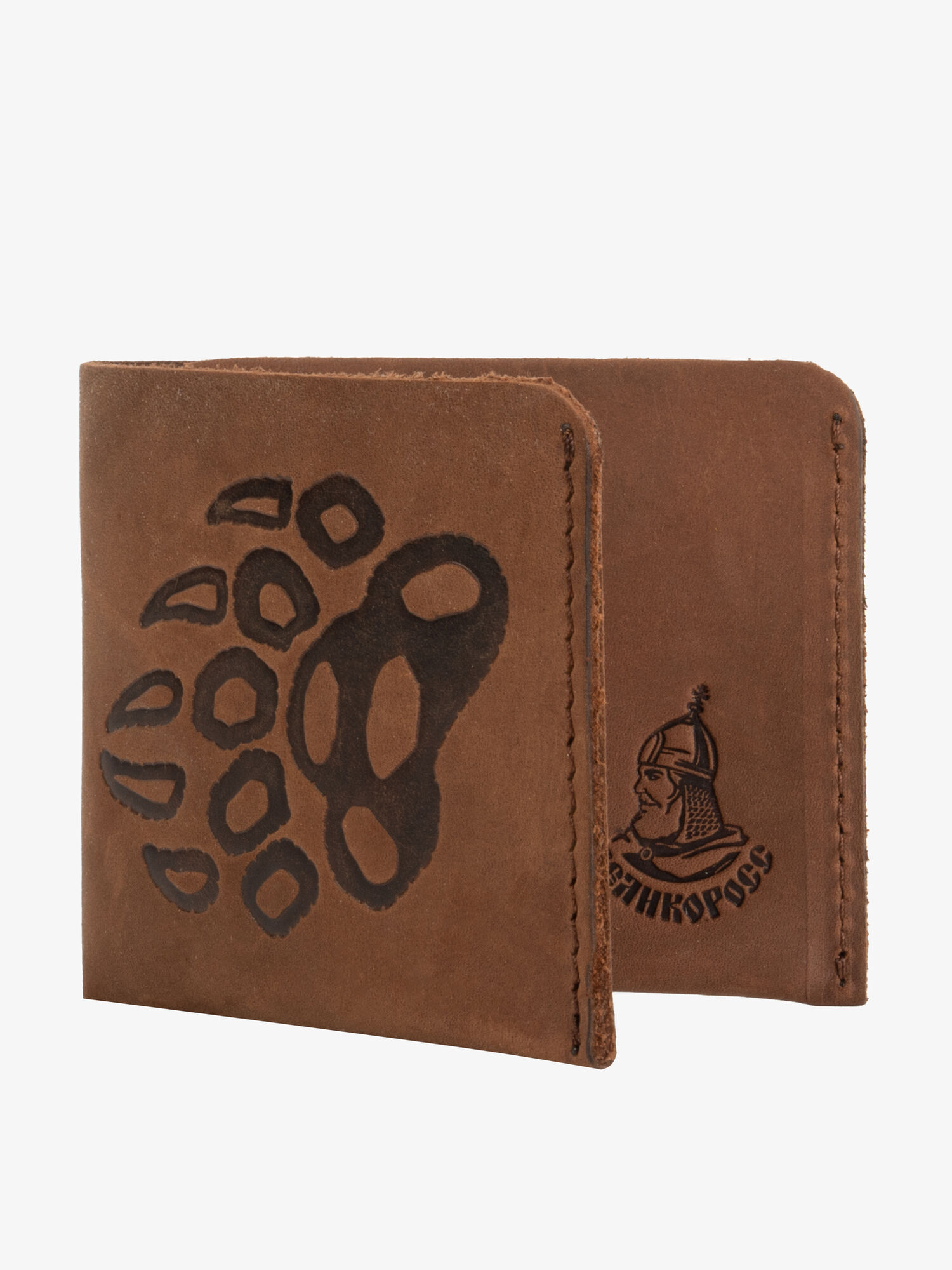 Бумажник-Компактный из натуральной кожи «Крейзи» цвета молочного шоколада