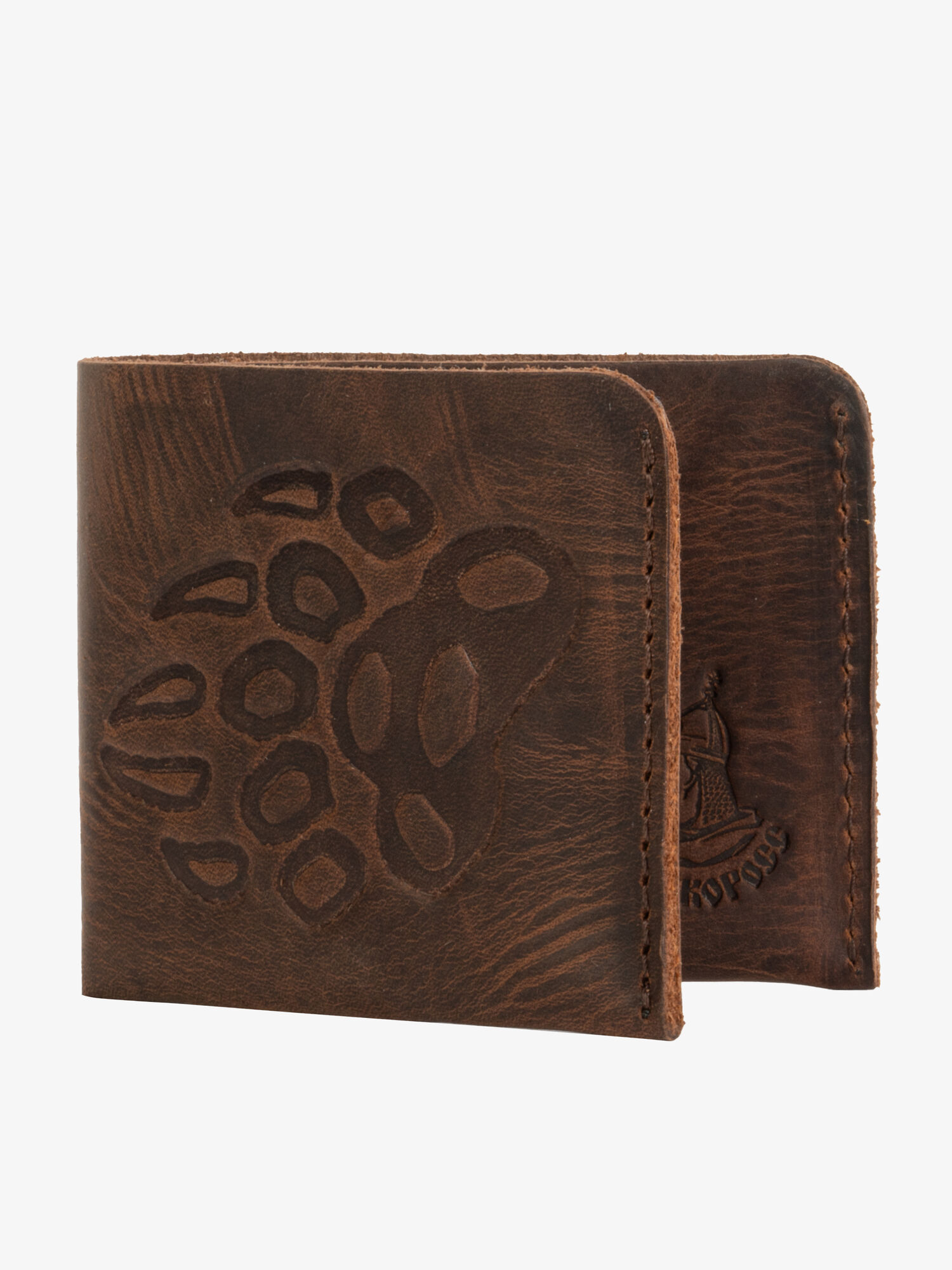 Бумажник-Компактный из натуральной кожи «Крейзи» цвета тёмного шоколада