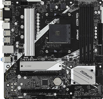Материнская плата Asrock A520M PRO4 Soc-AM4 AMD A520 4xDDR4 mATX AC'97 8ch(7.1) GbLAN RAID VGA HDMI