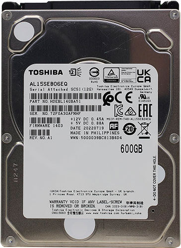Жесткий диск Toshiba Enterprise Peformance, 2.5, 600GB, SAS, 10500rpm, 128MB (AL15SEB06EQ) Enterprise Peformance 2.5 600