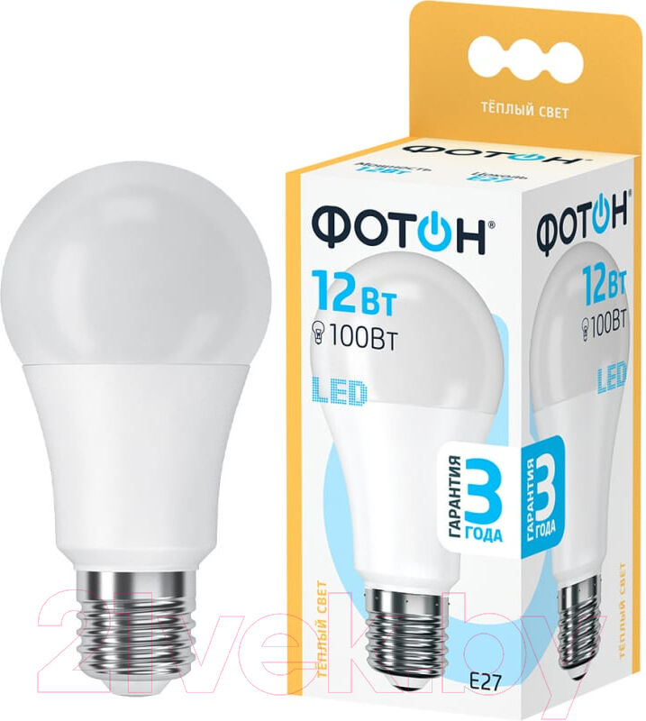 Лампа Фотон LED A60 12W E27 3000K 3