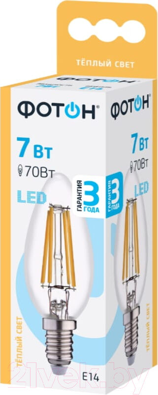 Лампа Фотон LED FL B35 7W E14 3000K 2