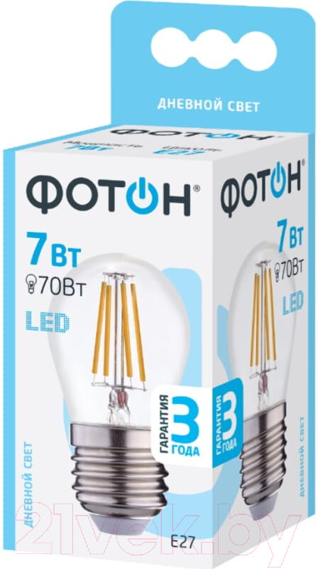 Лампа Фотон LED FL P45 7W E27 4000K 2