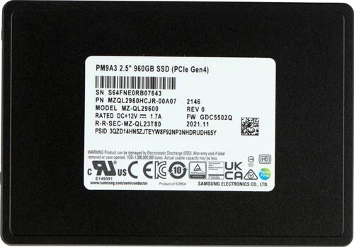 Серверный накопитель SSD Samsung 2.5 U.2 PM9A3 960 Гб PCIe 4.0 (MZQL2960HCJR-00A07)
