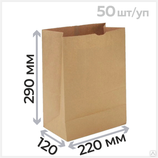 Пакет бумажный «на вынос», средний, крафт, 220х120х290 мм 