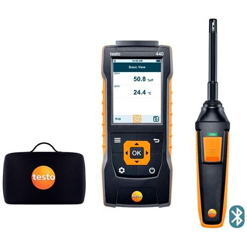 Многофункциональные приборы Testo testo 440 Комплект с Bluetooth зондом влажности и температуры (0636 9731) и кейсом (Бе