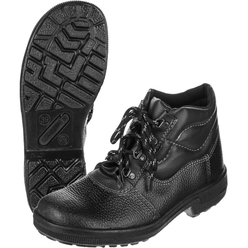Ботинки Профи 51 ПУ натуральная кожа черные с металлическим подноском размер 40 NoName