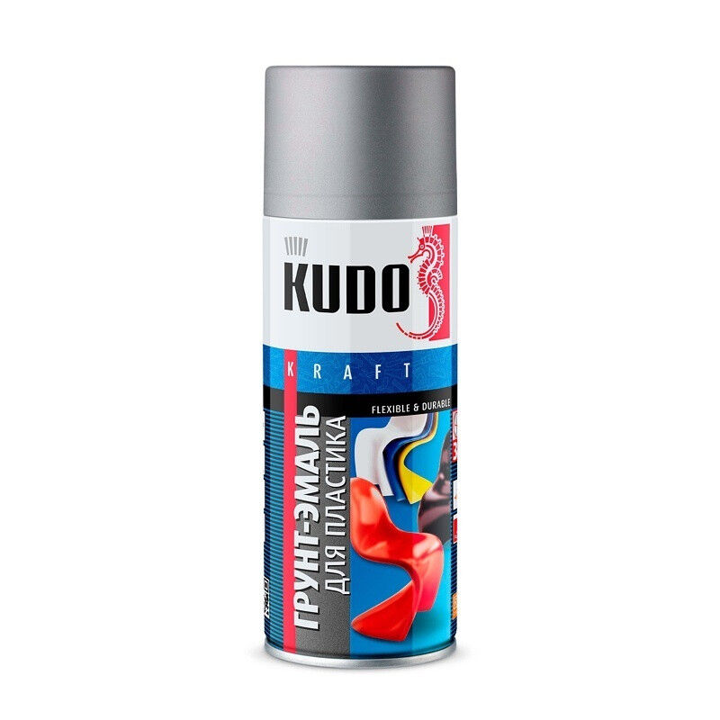 Грунт-эмаль аэрозольная для пластика KU-6001 Серый 520мл Kudo