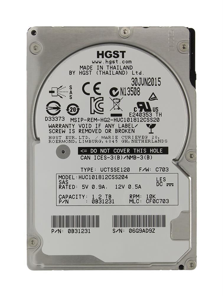 Жесткий диск HGST Ultrastar C10K1800 1.2TB 2.5" SAS, HUC101812CSS200 Накопители Hitachi