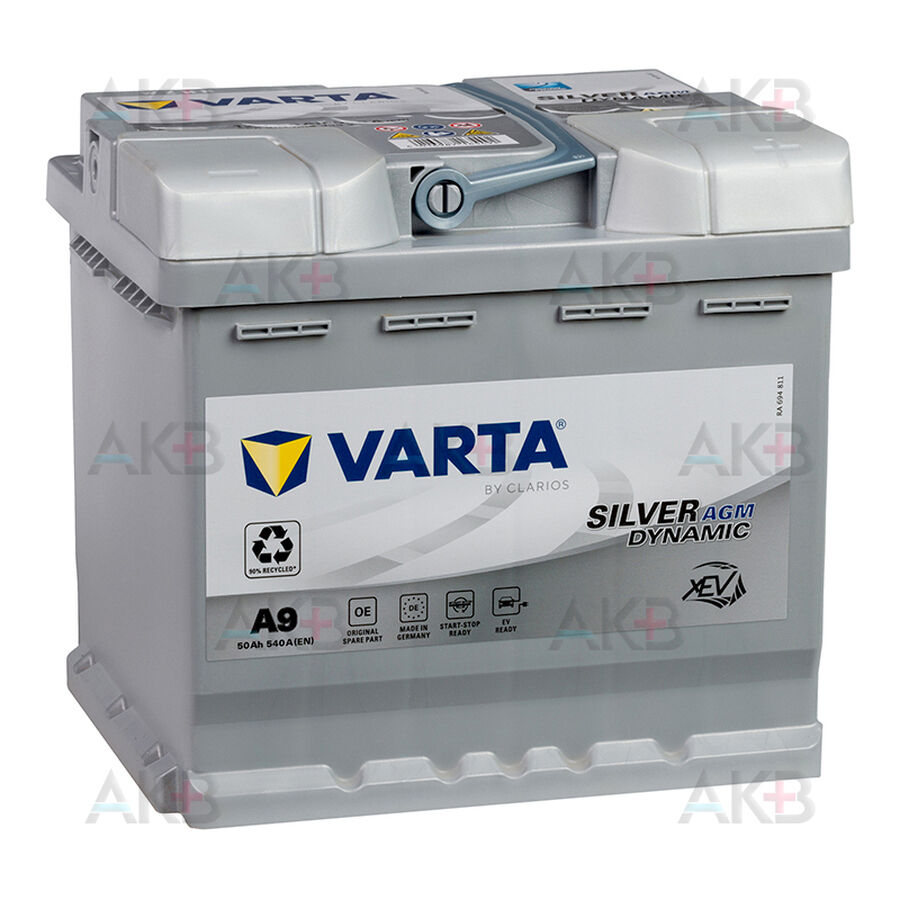 Аккумулятор Varta Silver Dynamic AGM A9 50Ah (Start-Stop) 540A 207x175x190