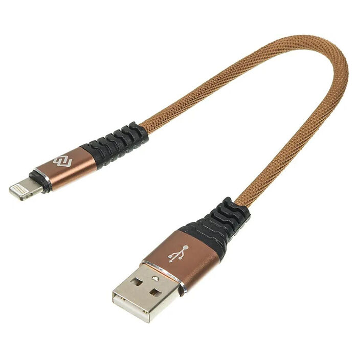 Кабель USB A - Lightning 0.15м Digma LIGHT-0.15M-BR, коричневый