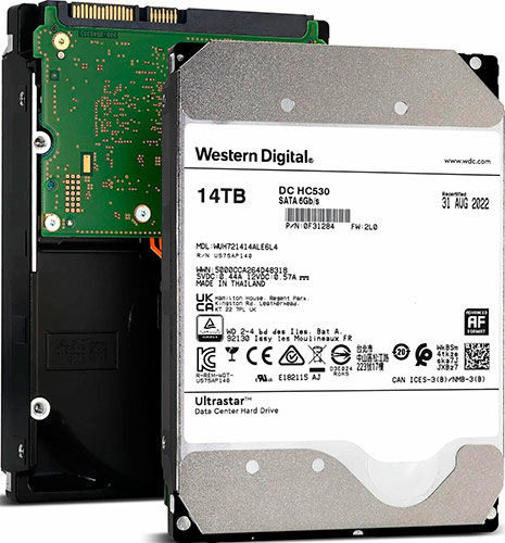 Жесткий диск Western Digital Ultrastar DC HC530, 3.5, 14Tb, SATA III, 7200rpm, 512MB, 0F31284/0F31169 (WUH721414ALE6L4)