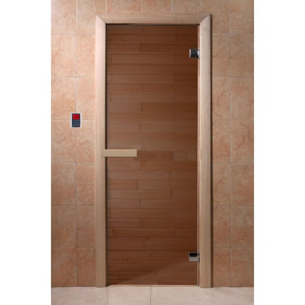 Дверь банная DW 1900Х700 Хвоя бронза 6 мм 2 петли DoorWooD