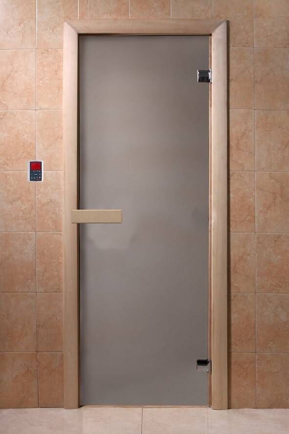 Дверь банная DW 1900Х700 Хвоя сатин 6 мм 2 петли DoorWooD