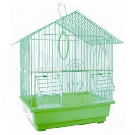 Клетка для птиц 30х23х39 см домик укомплектованная зеленая 1