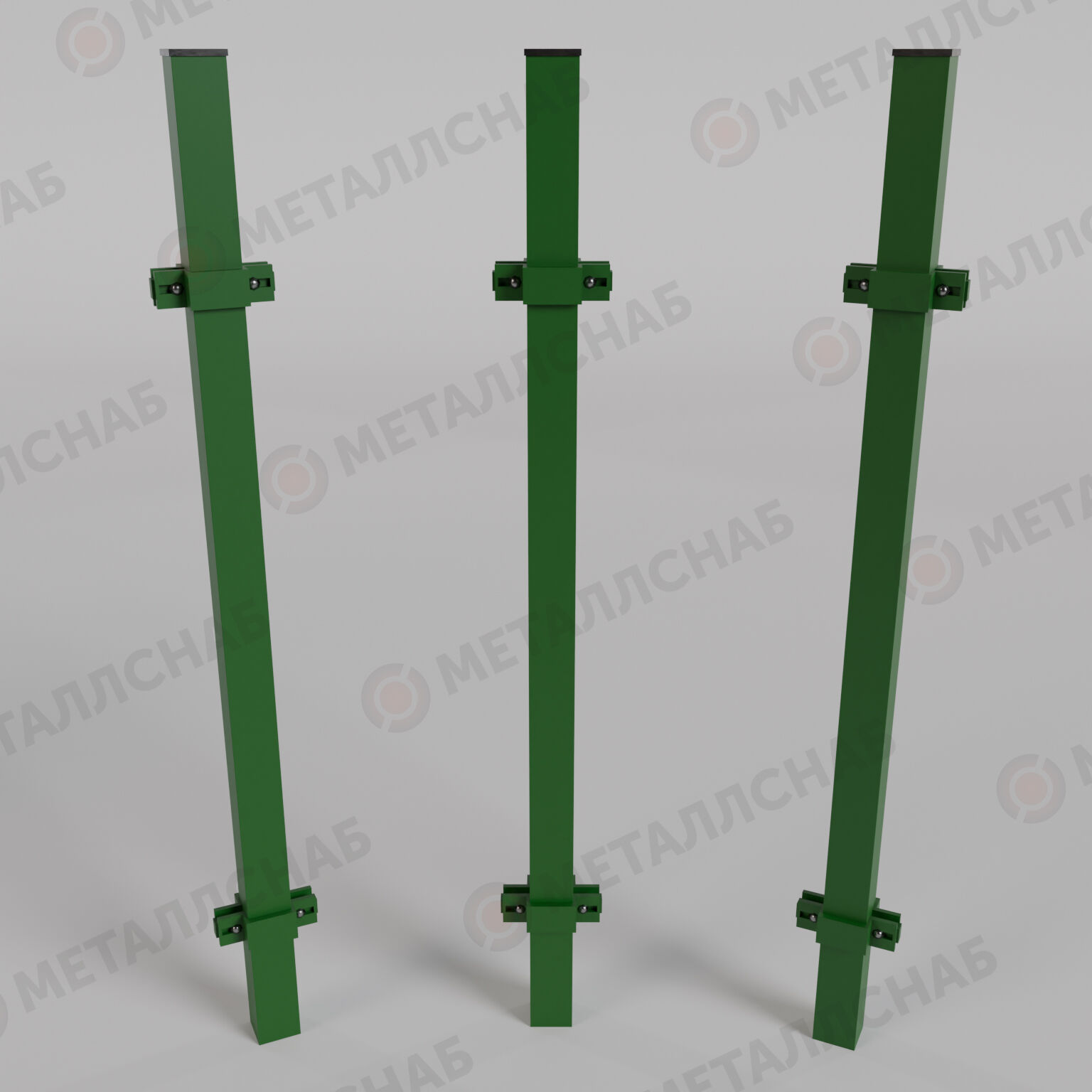 Столб для забора квадратный 2500 мм 50х50 мм зеленый (RAL 6005)
