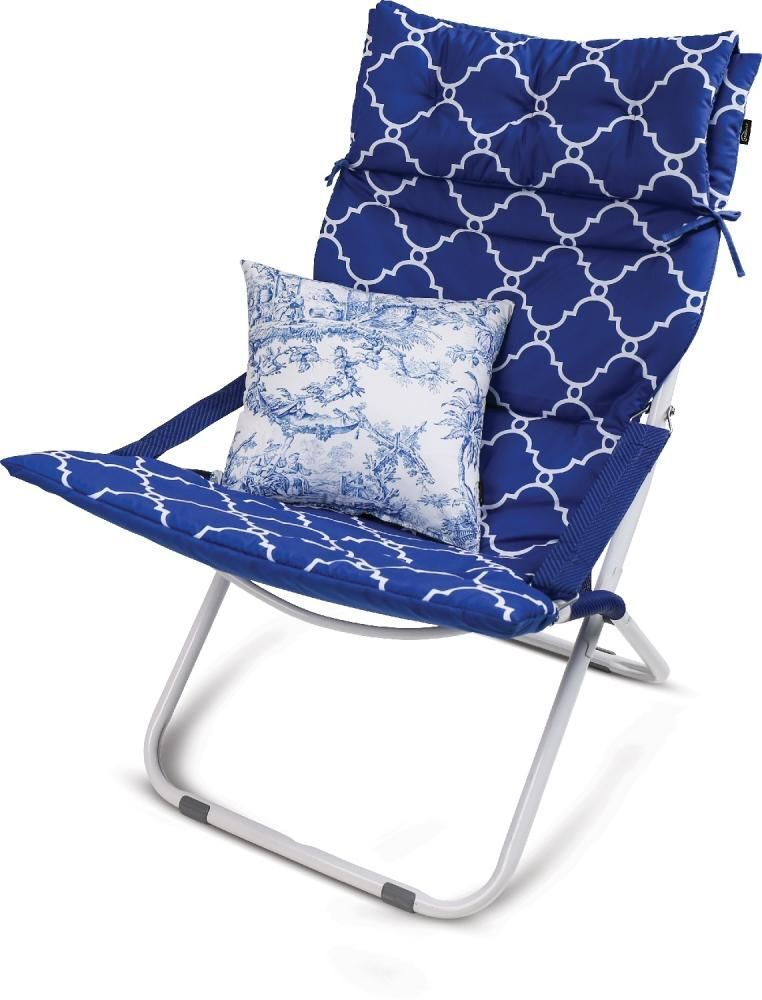 Кресло-шезлонг складное со съемным матрасом и декоративной подушкой Haushalt HHK6/BL синий Nika